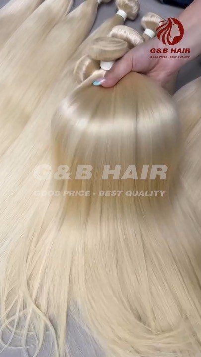 Long, silky Bone Straight human hair bundle in Blonde