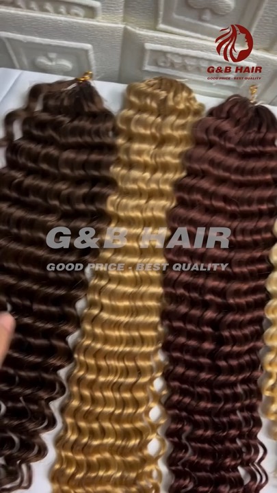 Three Deep Wave human hair bundles in different Blonde shades